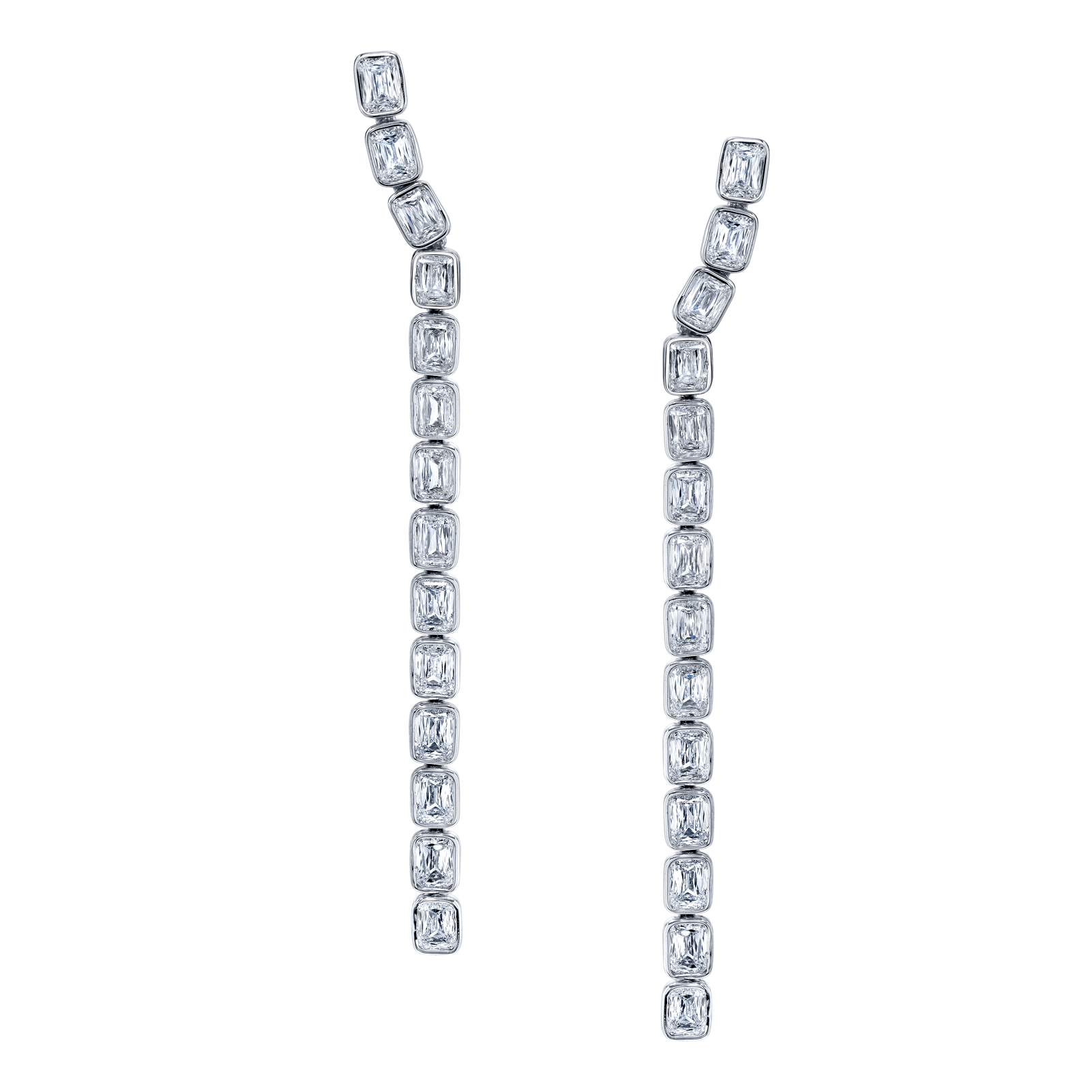 Emerald Cut Bezel Drop Earring