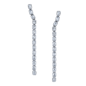 Emerald Cut Bezel Drop Earring