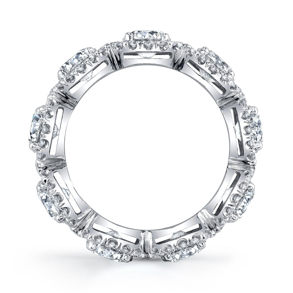 Cushion Diamond Eternity Band with Pavé Halo