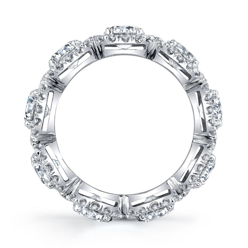 Cushion Diamond Eternity Band with Pavé Halo