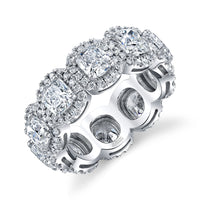 Cushion Diamond Eternity Band with Pavé Halo