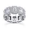 Emerald Cut Diamond Eternity Band with Pavé Halo