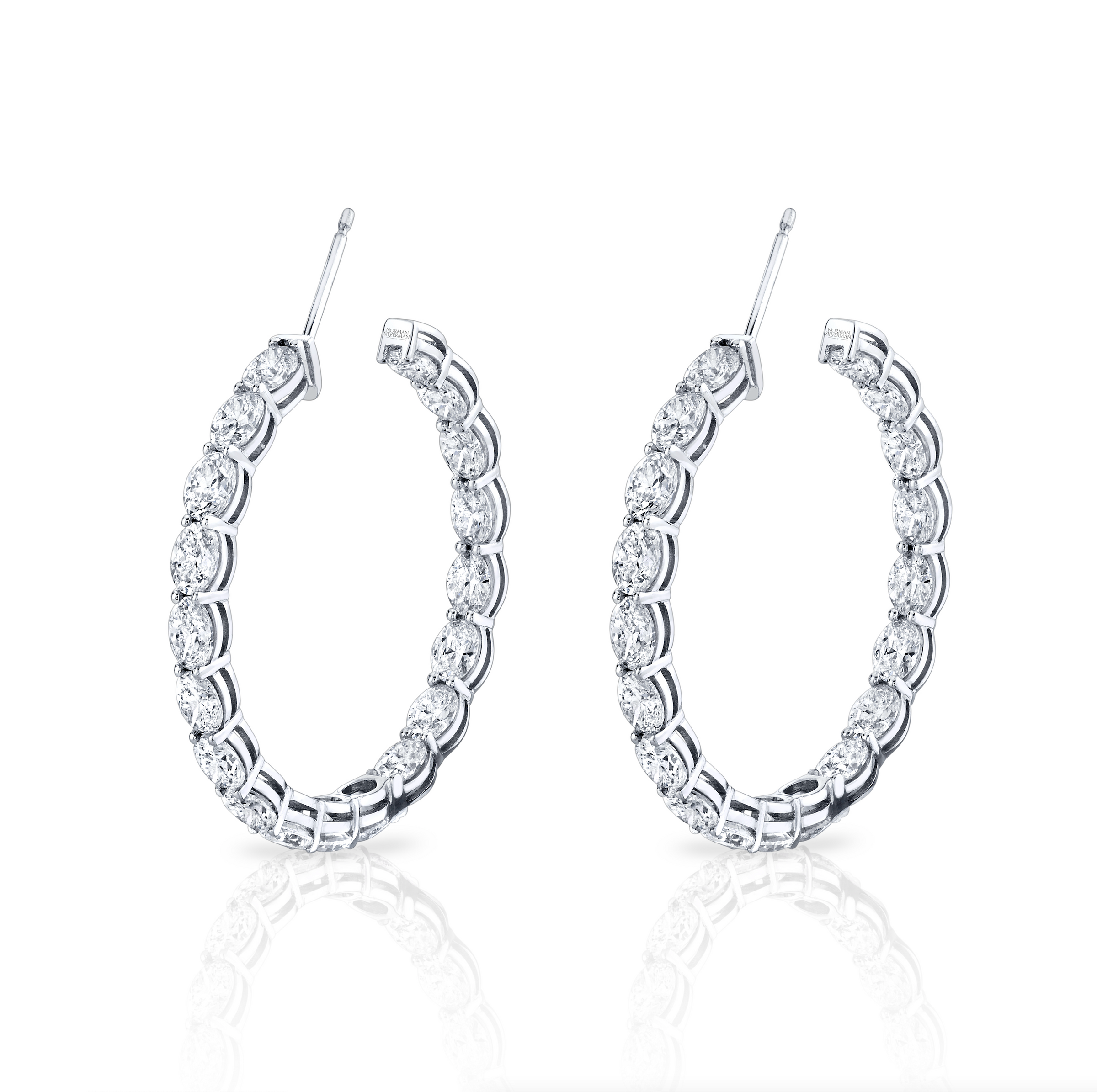 Oval Diamond Hoop Earrings
