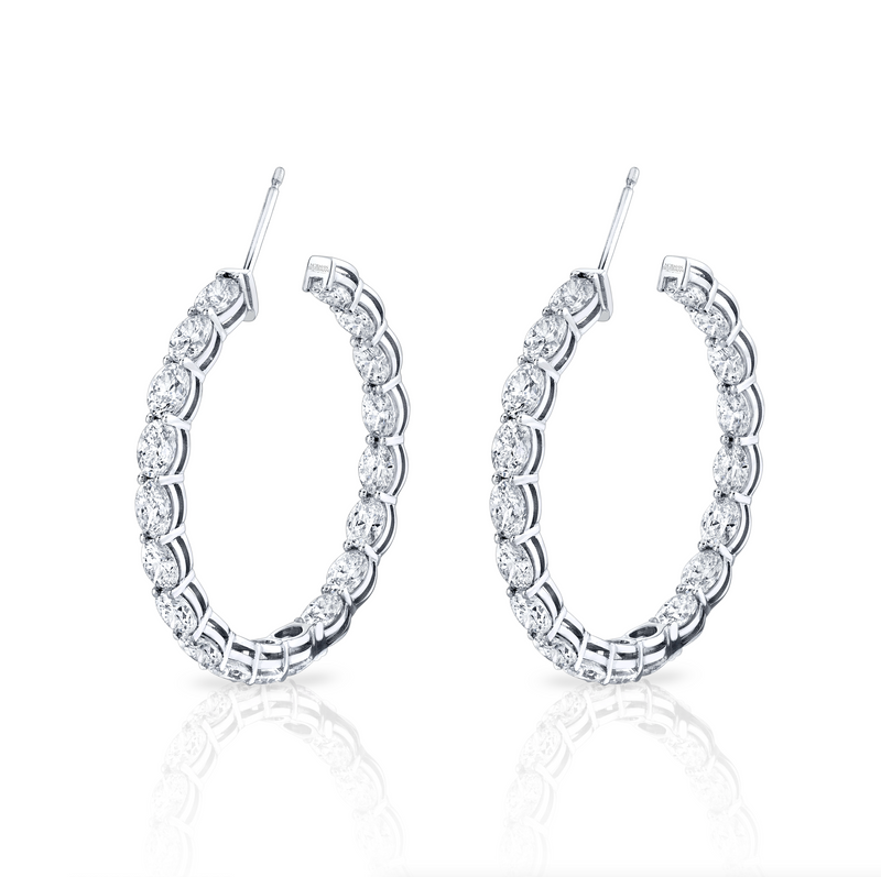 Oval Diamond Hoop Earrings
