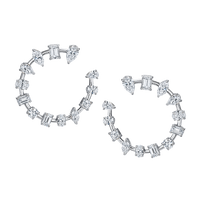 Mixed Fancy Shape Open Circle Diamond Earrings