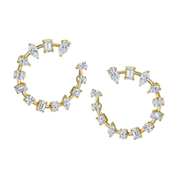 Mixed Fancy Shape Open Circle Diamond Earrings