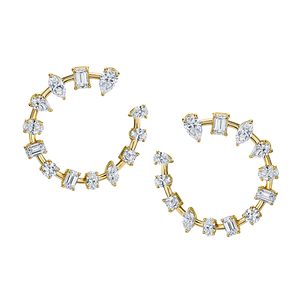 Mixed Fancy Shape Open Circle Diamond Earrings