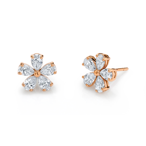Diamond Floret Earrings in 18k Rose Gold