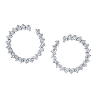 Sunburst Open Face Pear Diamond Hoops - Large