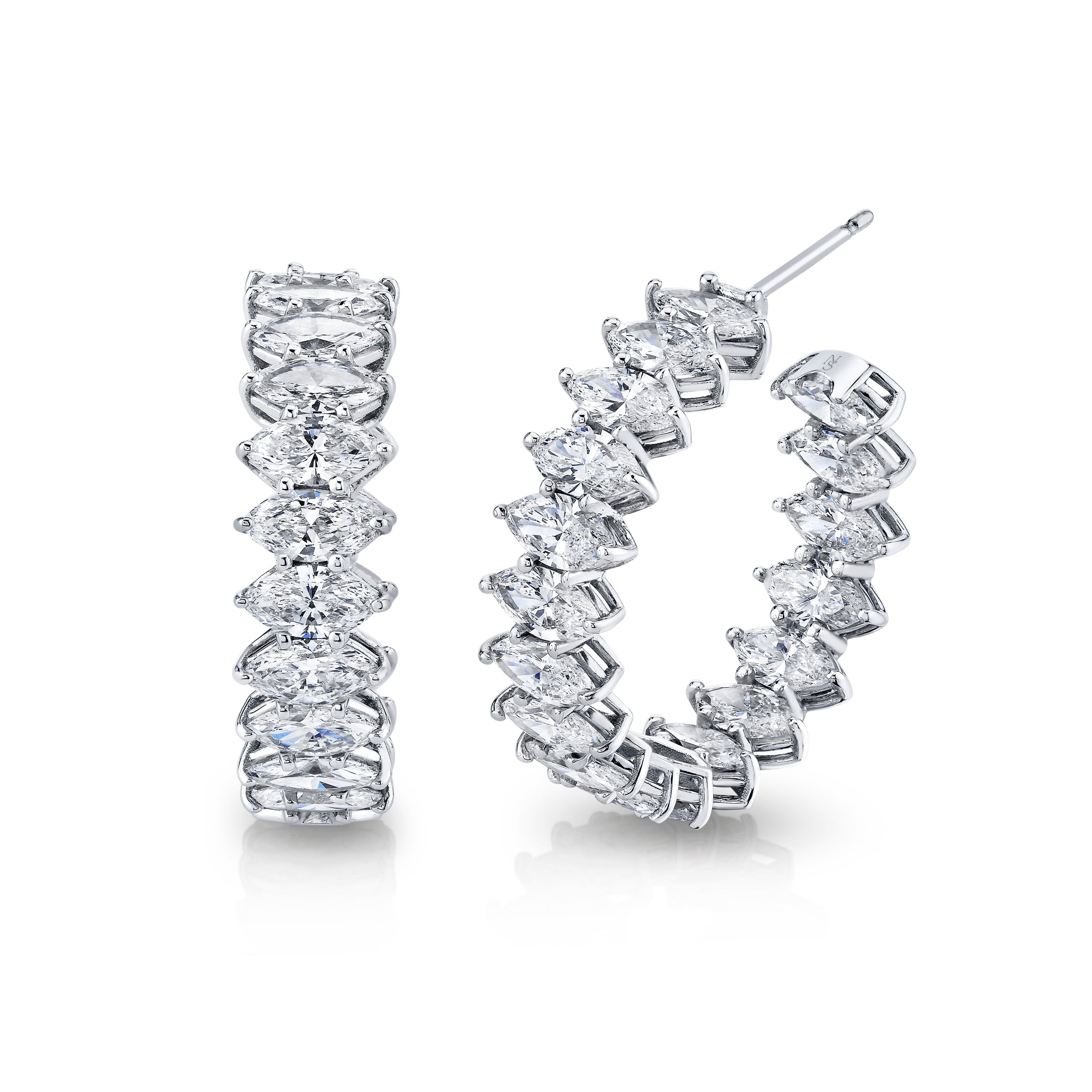 Marquise Diamond Hoop Earrings