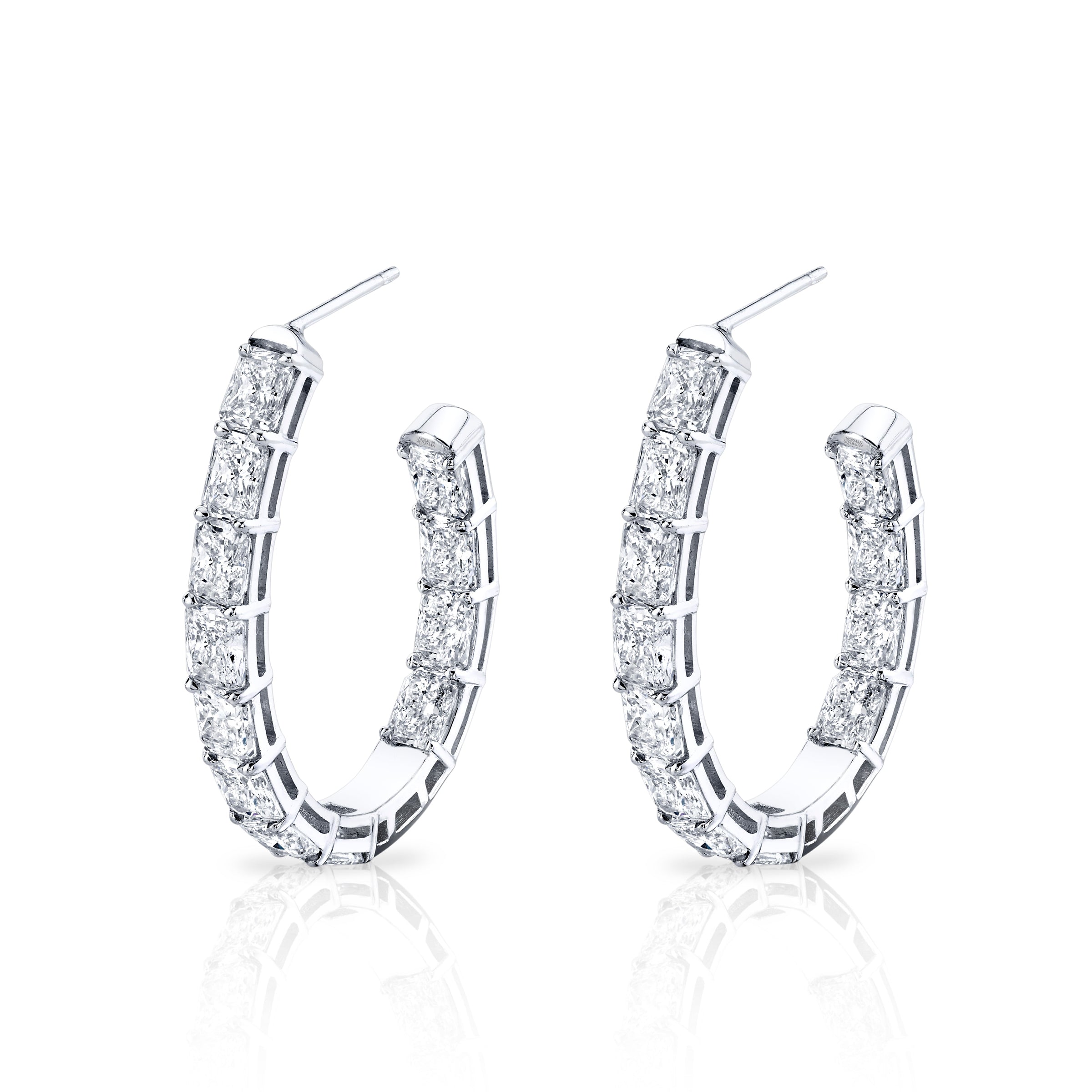 Three-Quarter Emerald Cut Diamond Earrings