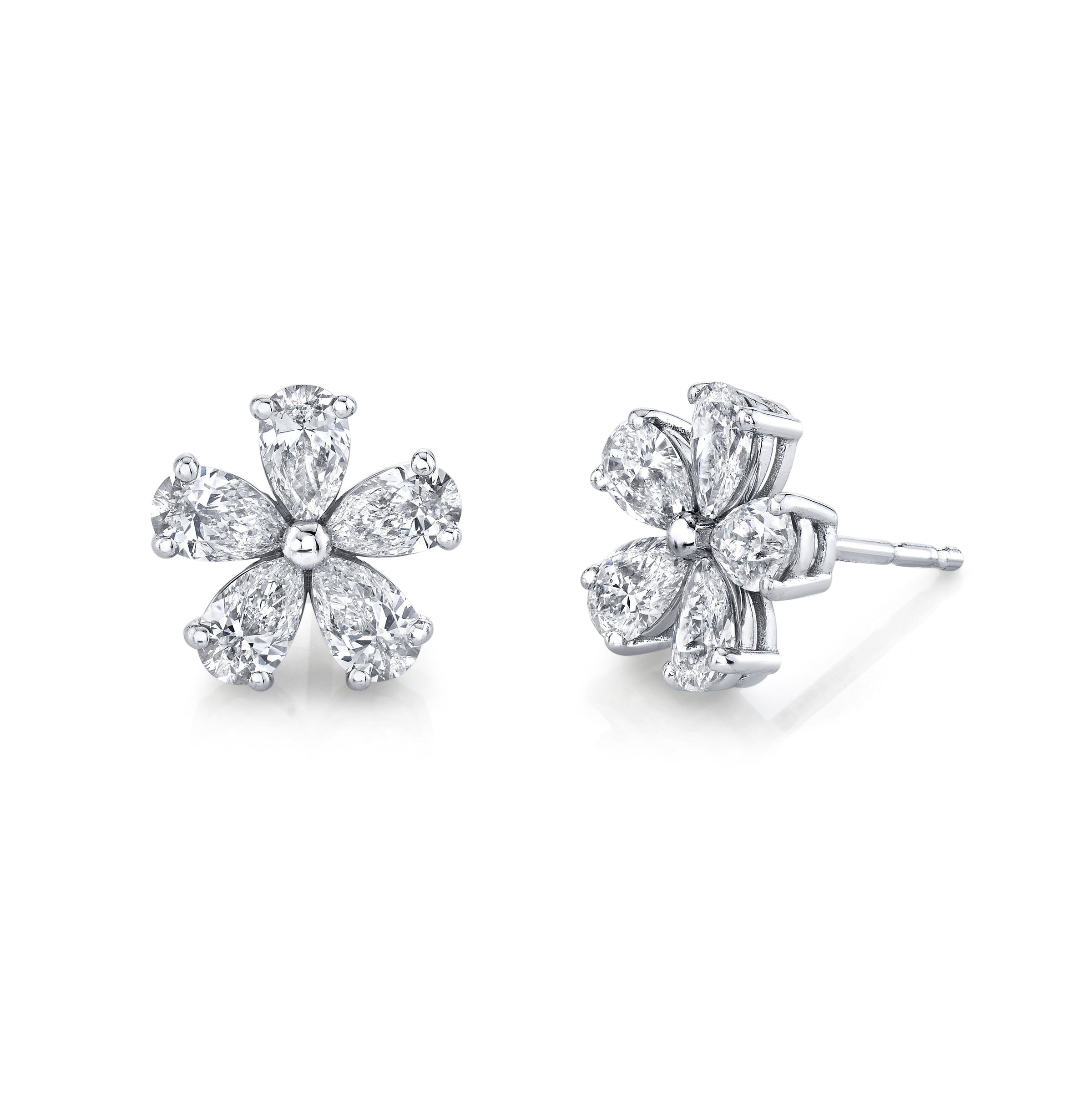 Pear Diamond Floret Earrings