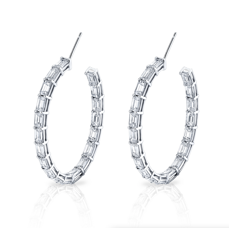 Signature Emerald Cut Diamond Hoops