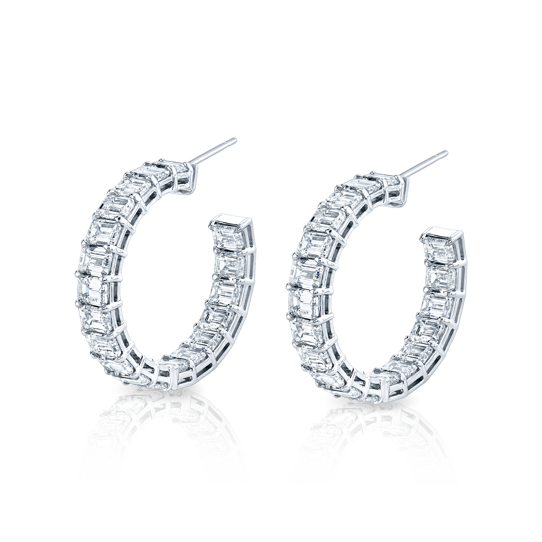 Signature Emerald Cut Diamond Hoops