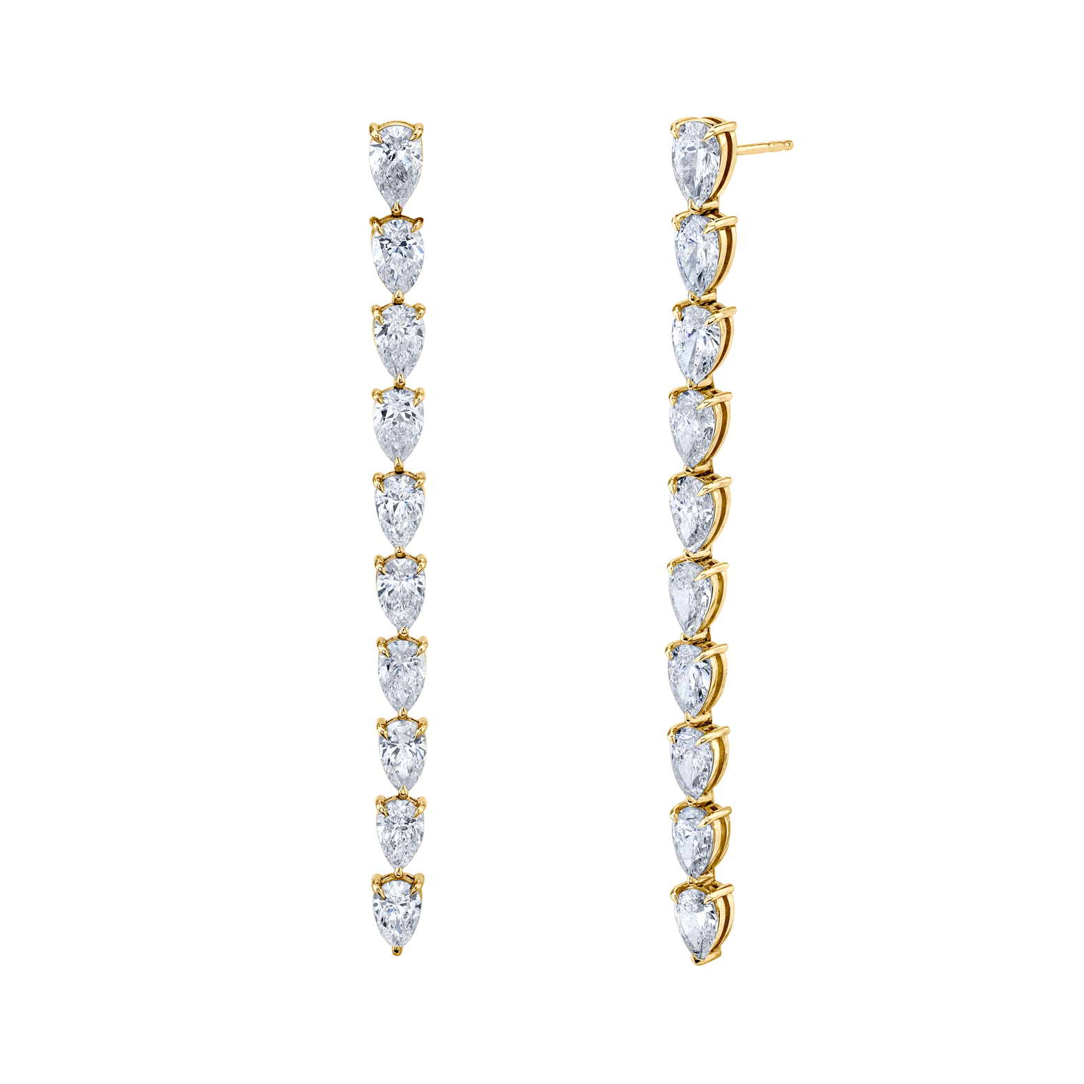 Pear Shape Diamond Vine Dangle Earrings