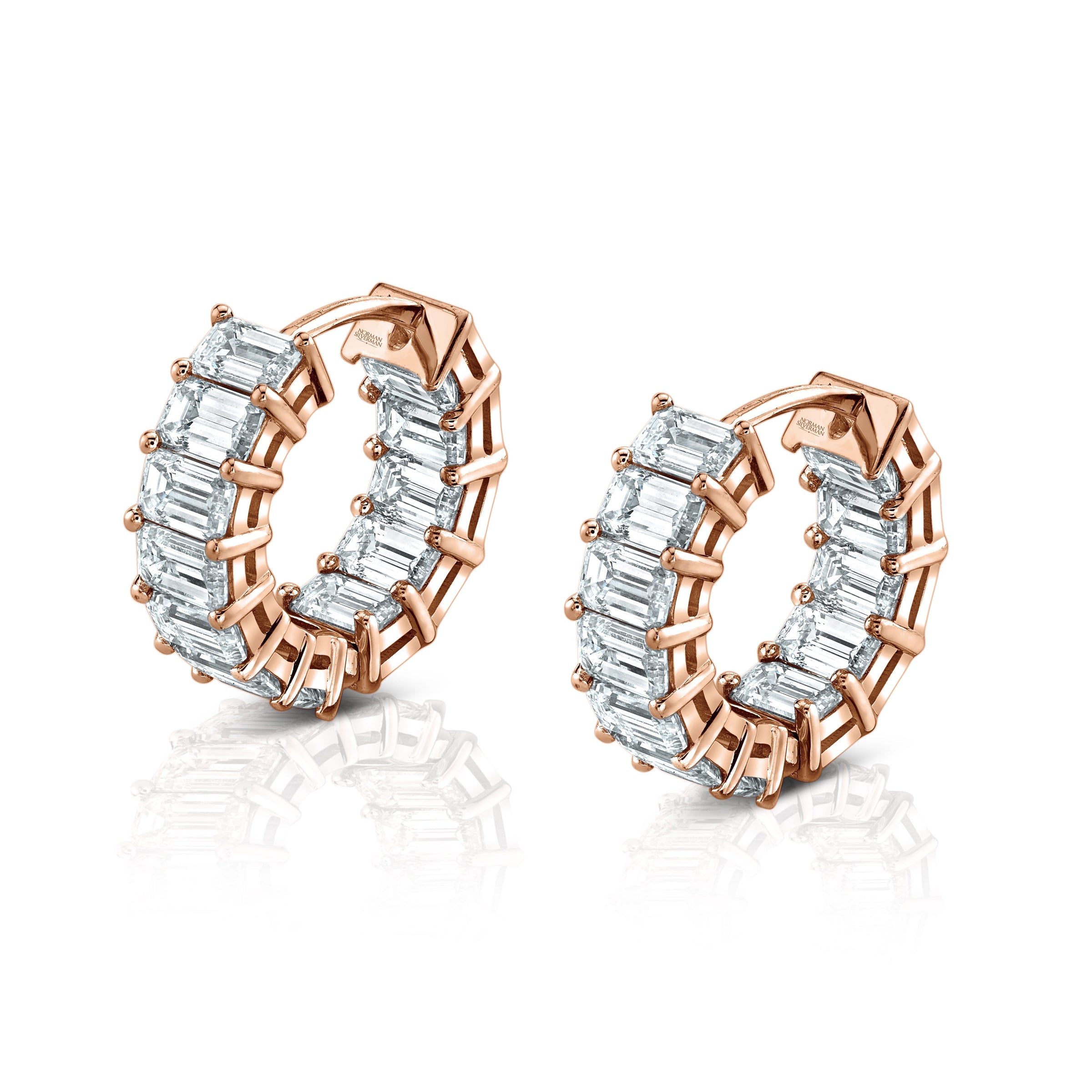 Signature Emerald Cut Diamond Huggies