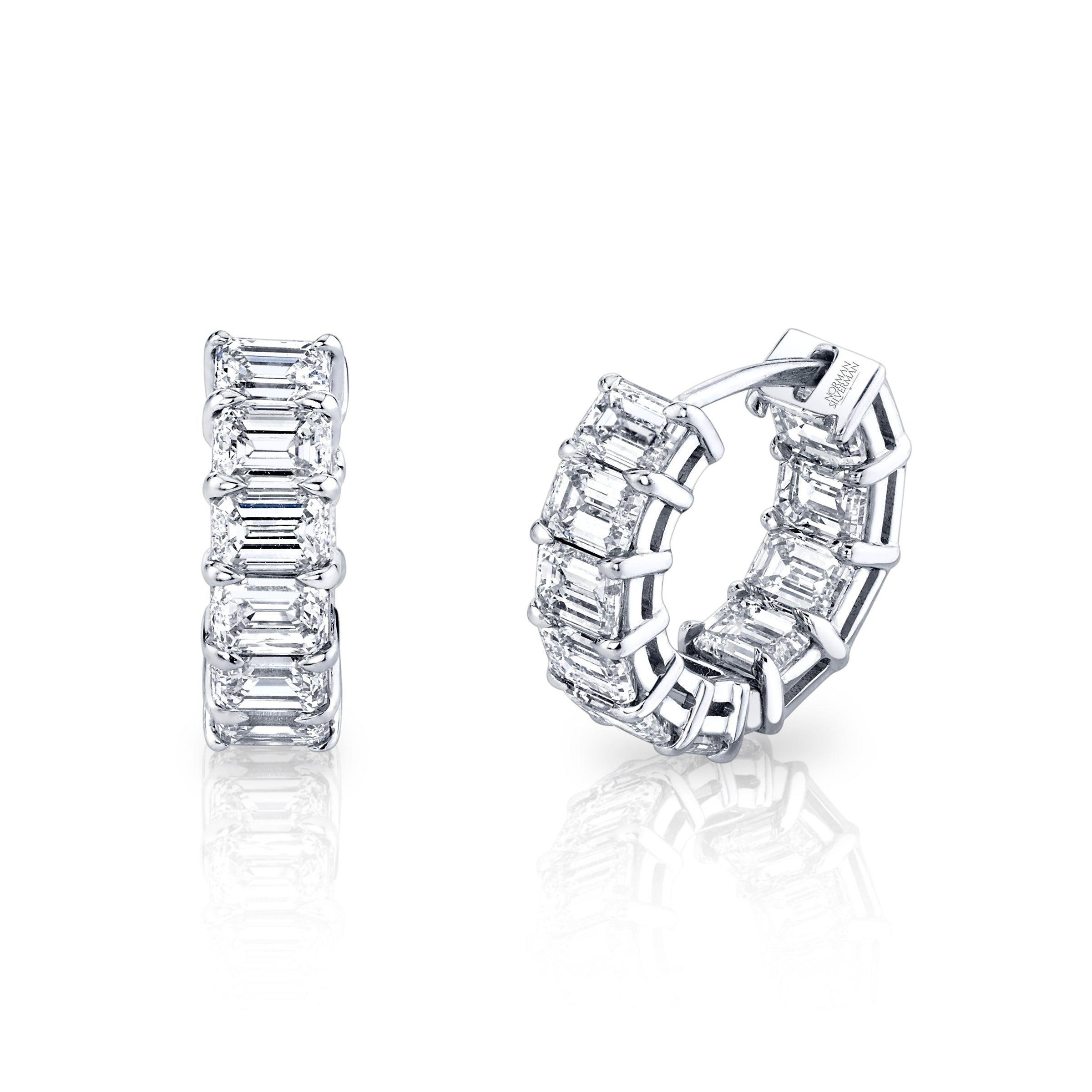 Signature Emerald Cut Diamond Huggies