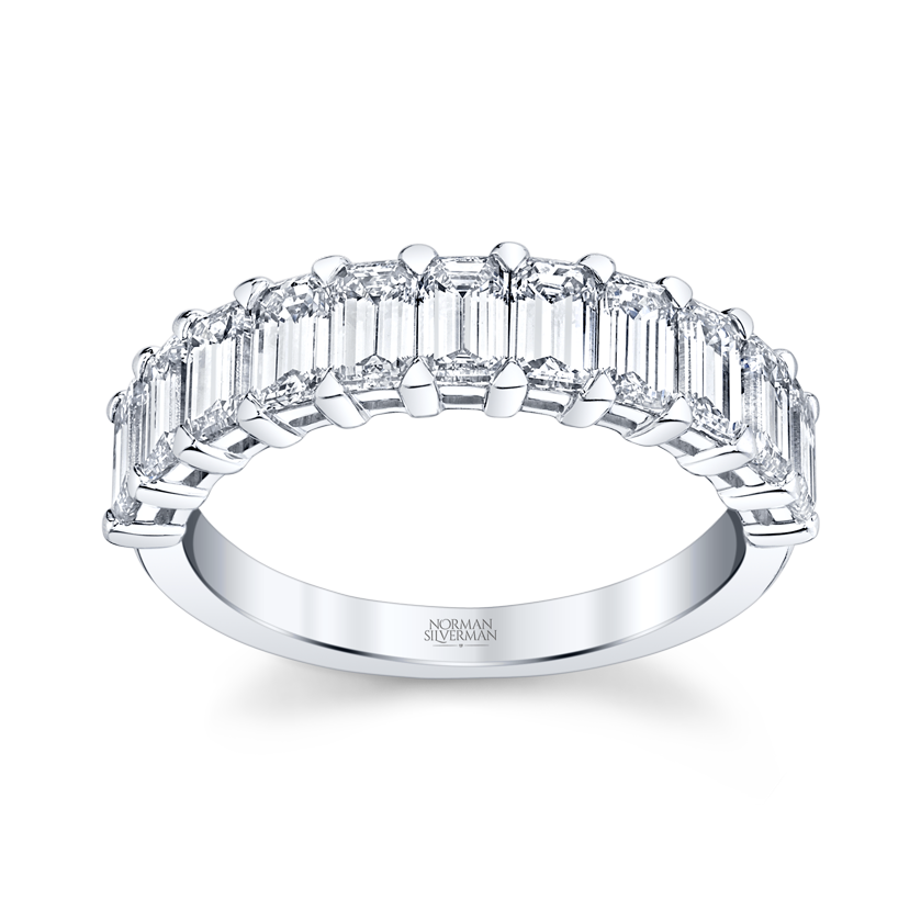 Emerald Cut Diamond Halfway Band