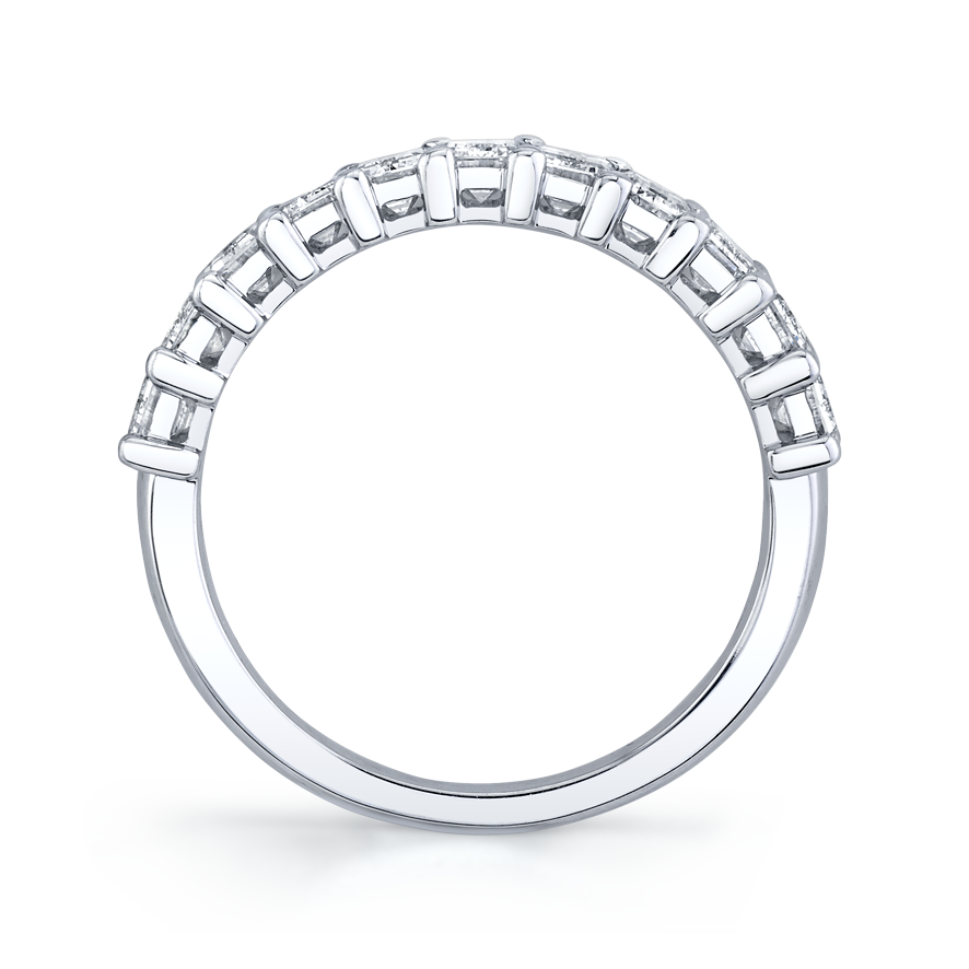 Emerald Cut Diamond Halfway Band