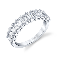Emerald Cut Diamond Halfway Band