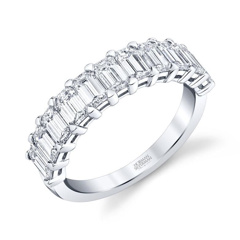 Emerald Cut Diamond Halfway Band