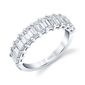 Emerald Cut Diamond Halfway Band