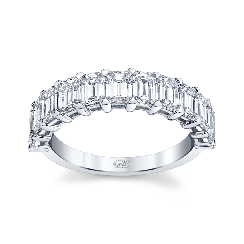 Emerald Cut Diamond Halfway Band