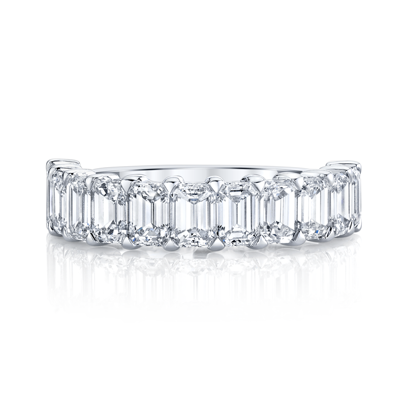 Emerald Cut Diamond Halfway Band