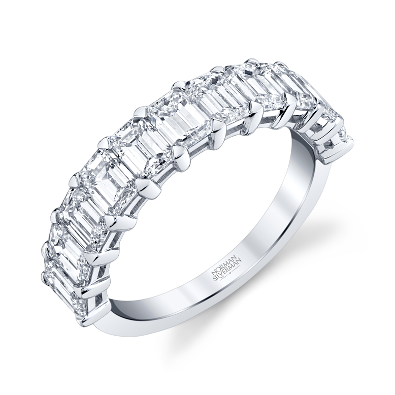 Emerald Cut Diamond Halfway Band