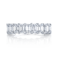 Emerald Cut Diamond Halfway Band