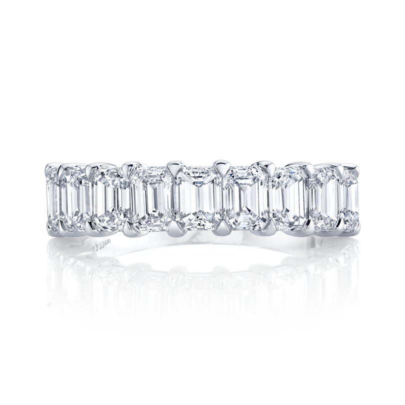 Emerald Cut Diamond Halfway Band