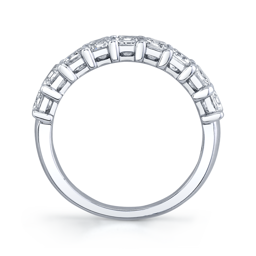 Emerald Cut Diamond Halfway Band