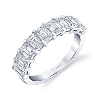 Emerald Cut Diamond Halfway Band