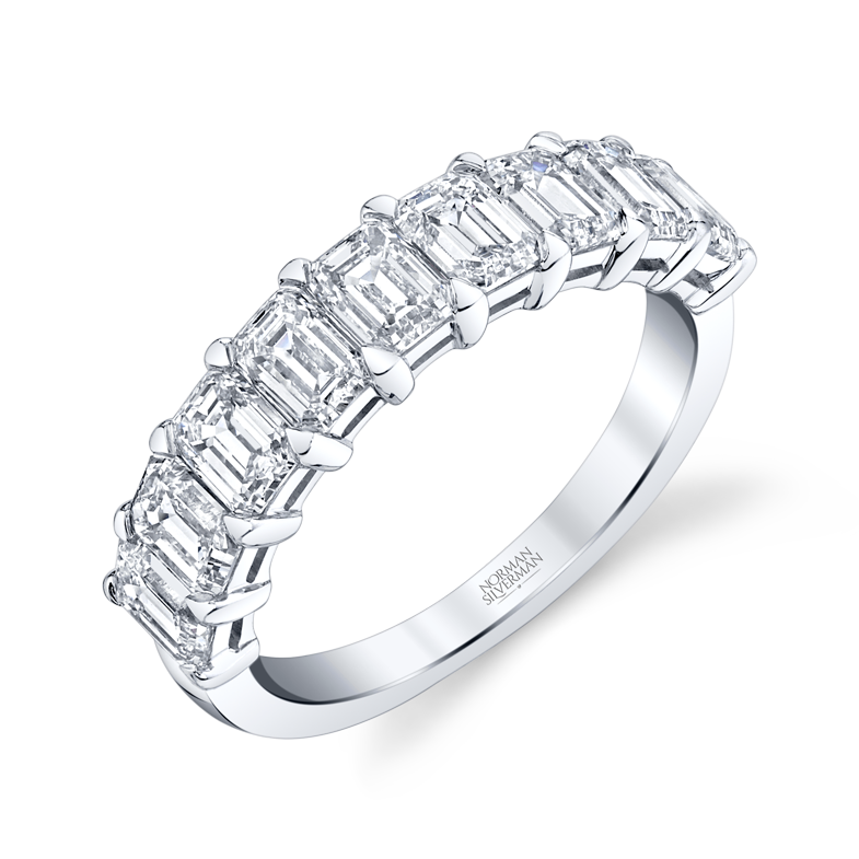 Emerald Cut Diamond Halfway Band
