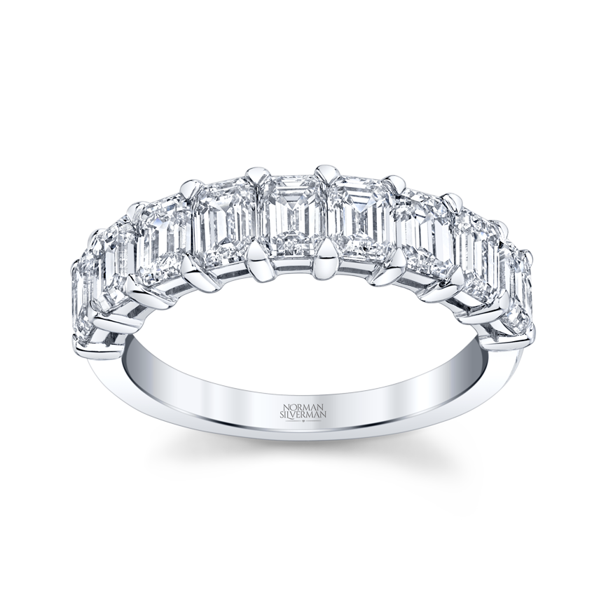 Emerald Cut Diamond Halfway Band