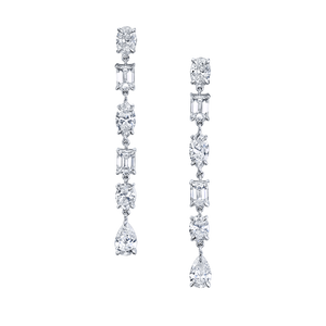 Alternating Shapes Diamond Dangle Earrings