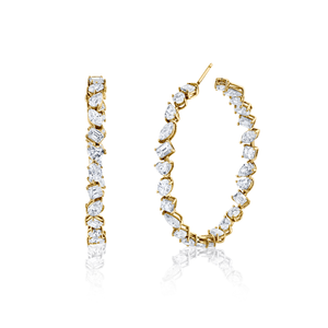 Mixed Fancy Shape Diamond Hoop Earring - LARGE