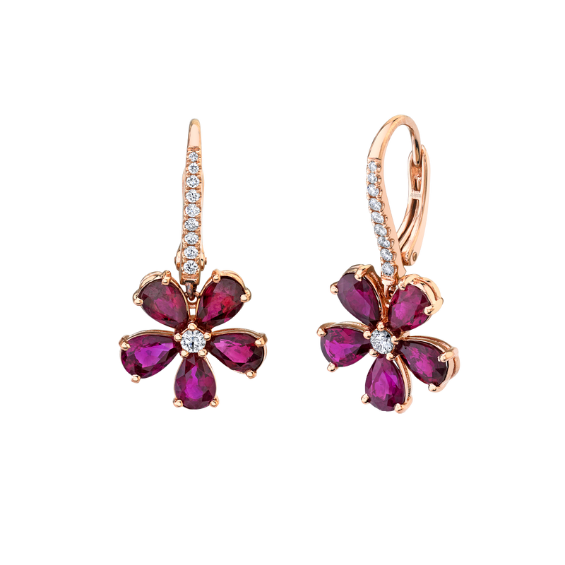 Floret Ruby Drop Earrings