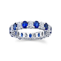 Sapphire & Oval Diamond Eternity Band