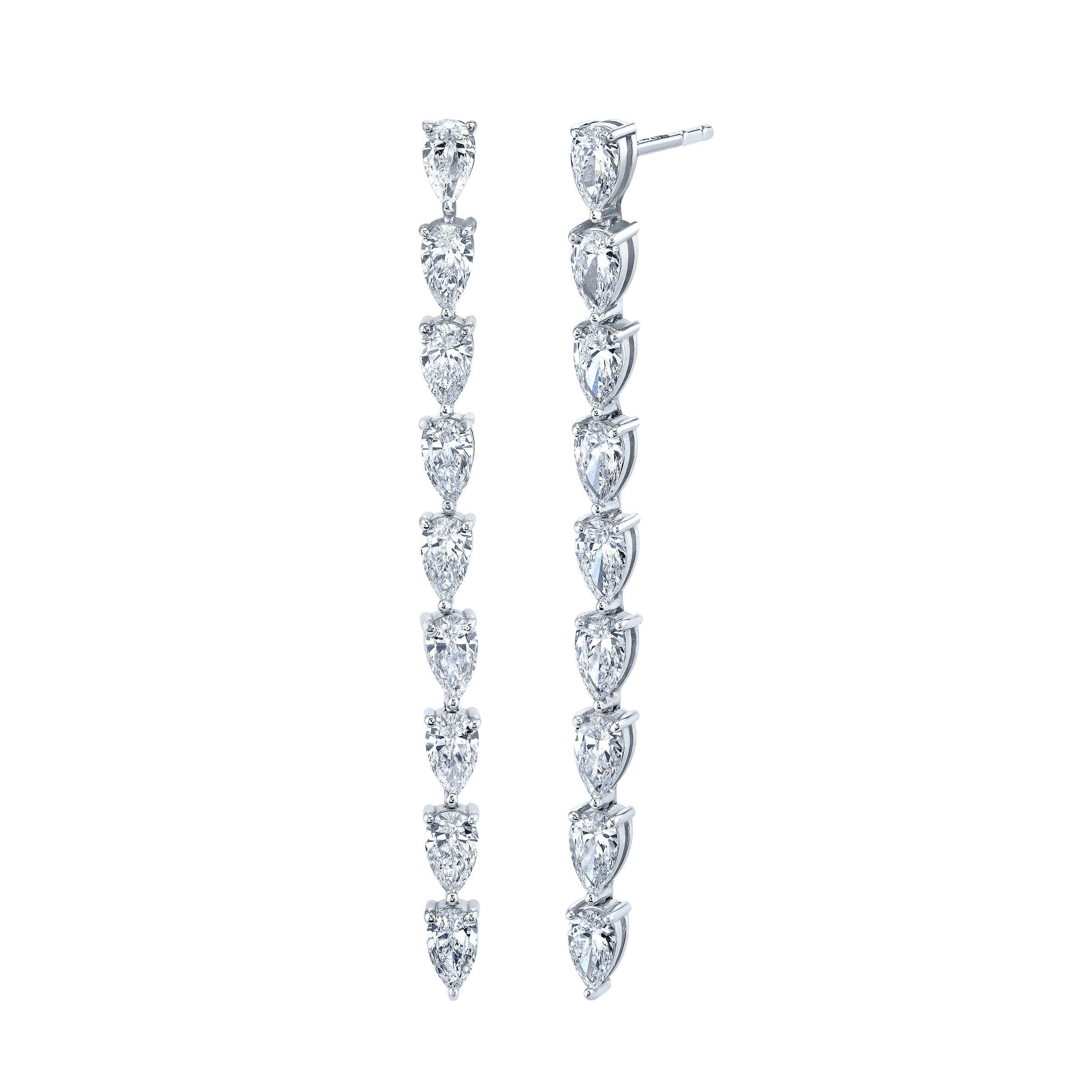 Pear Shape Diamond Vine Dangle Earrings