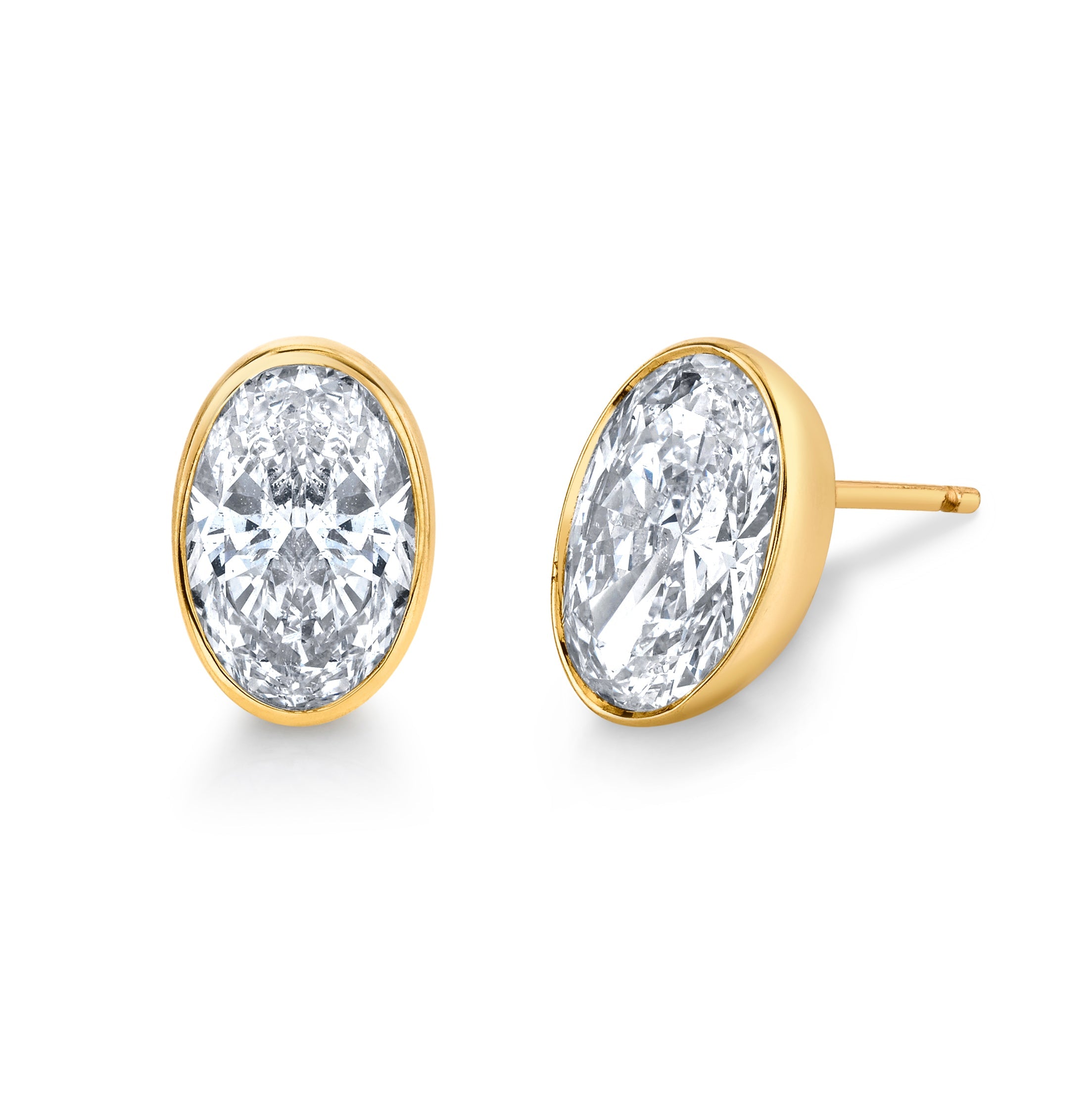 Oval Diamond Bezel Set Studs