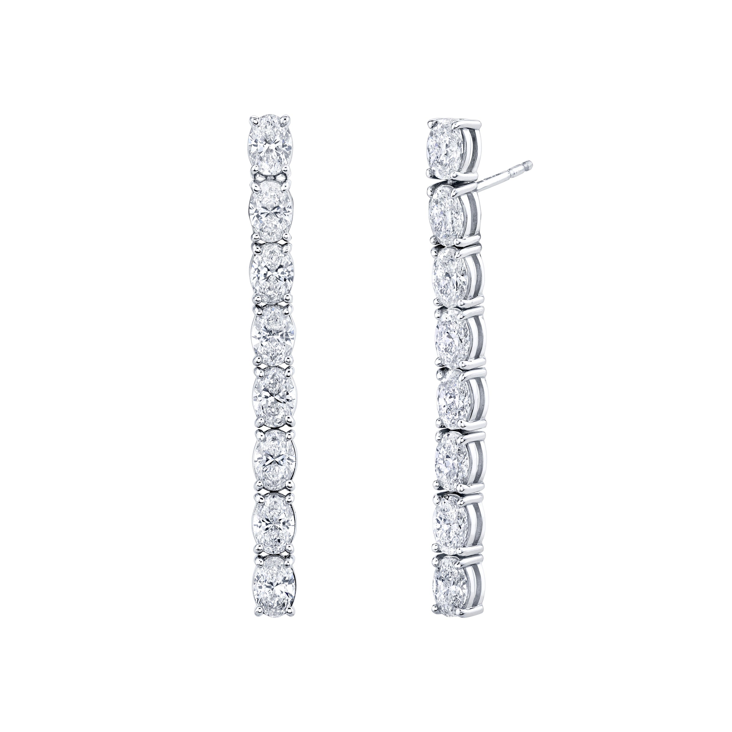 5 Carat Single Row Oval Diamond Dangle Earring