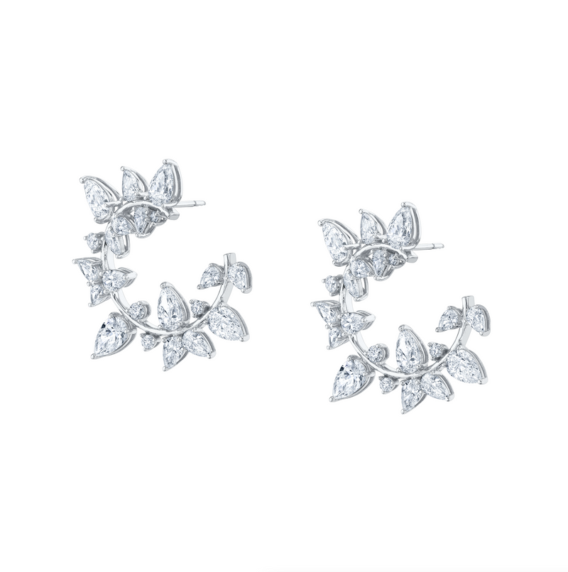 Diamond Vine Half Hoop Earring