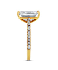 5.02 Carat Radiant Diamond Ring with Pave Band