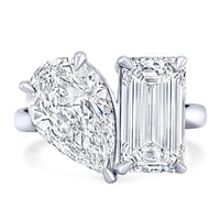 Emerald and Pear Shape Twin Ring