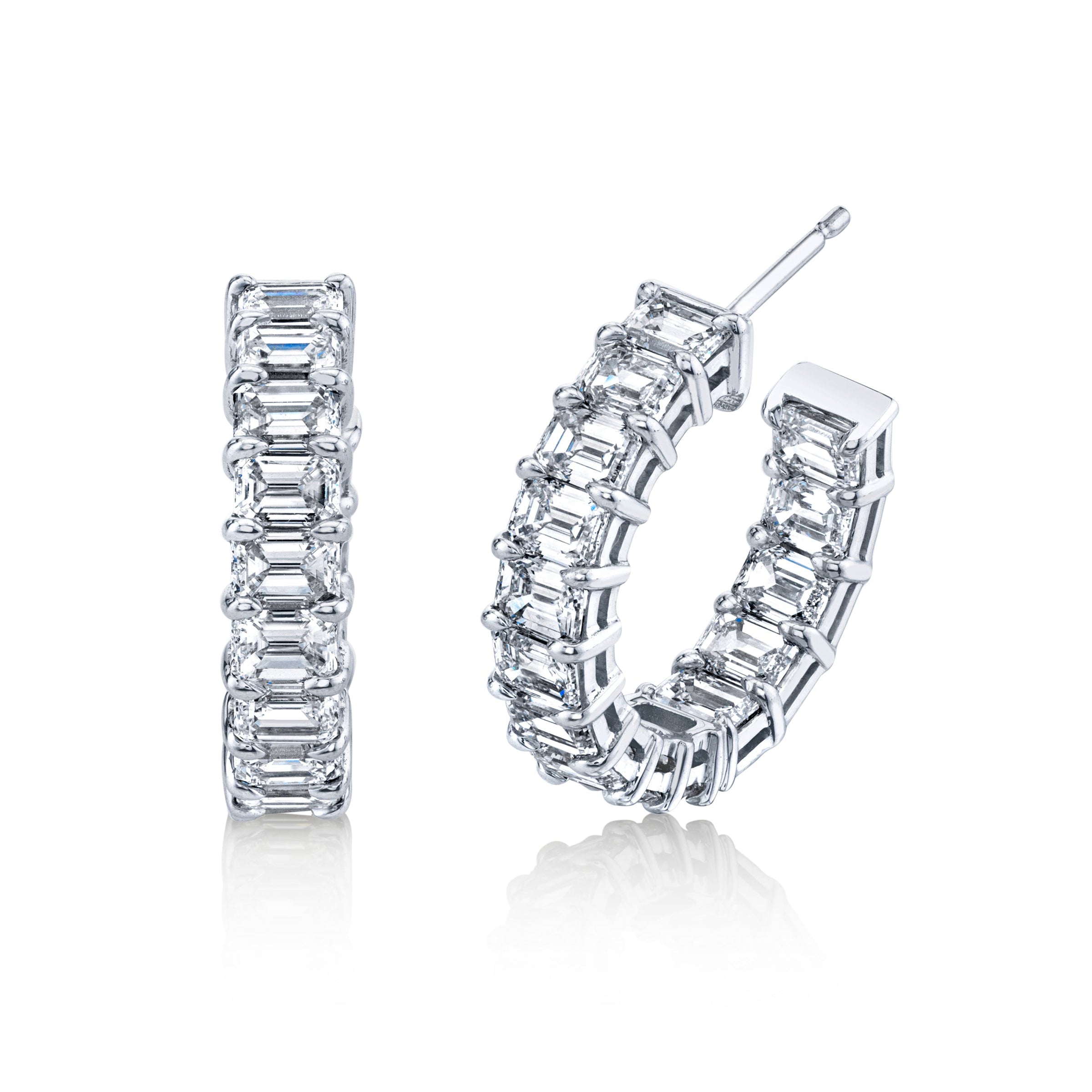 Signature Emerald Cut Diamond Hoops