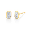 Emerald Cut Bezel Set Studs