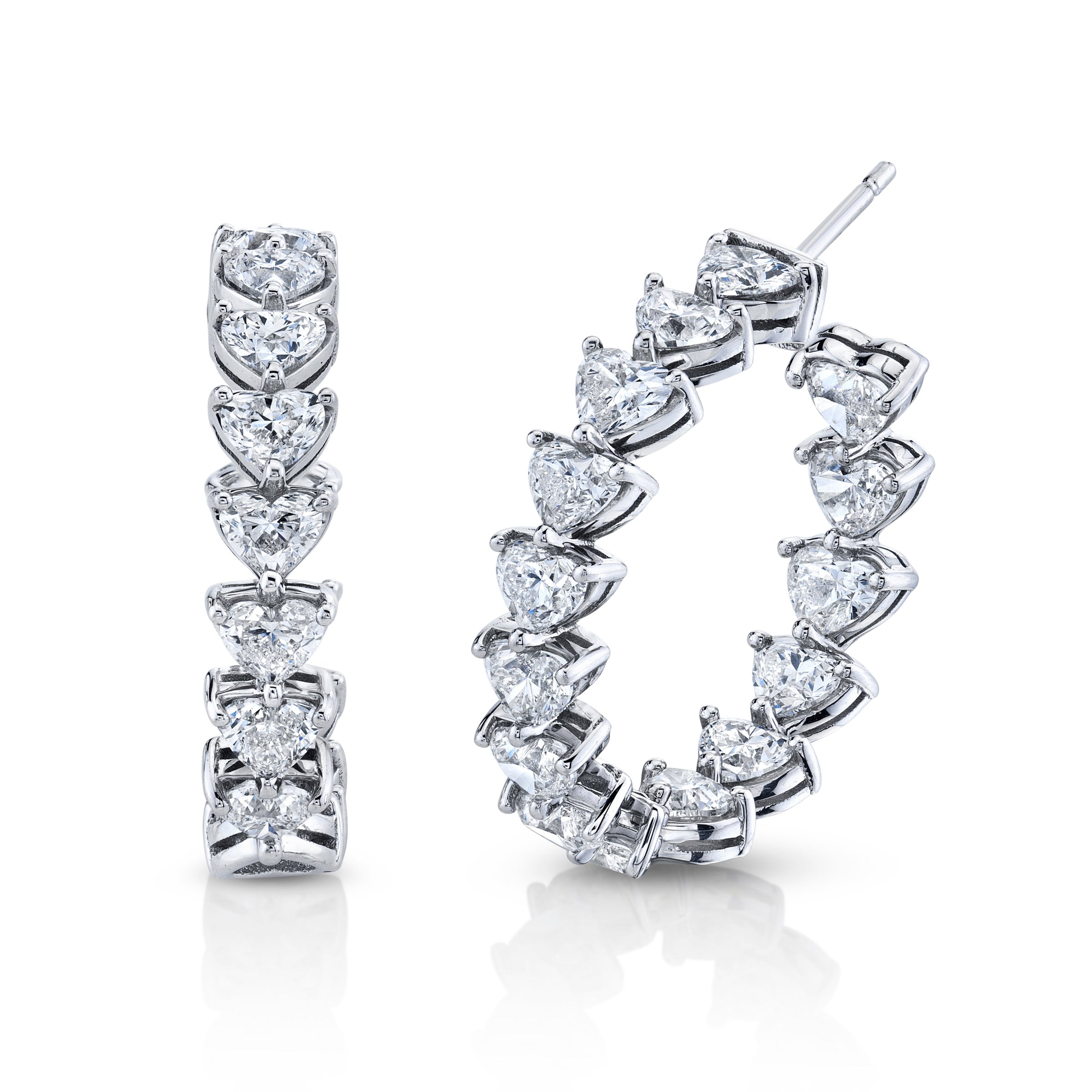 Heart Shaped Diamond Hoop Earrings