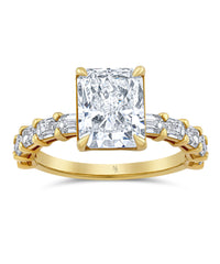 3.14 Radiant Diamond Ring with Emerald Cut Side Stones