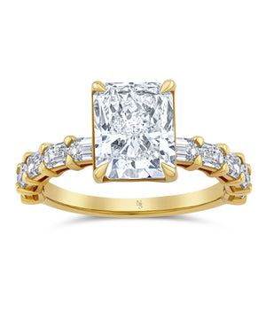 3.14 Radiant Diamond Ring with Emerald Cut Side Stones